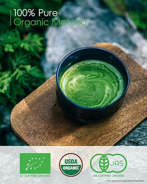 BREWNOVA CEREMONIAL GRADE MATCHA POWDER – PREMIUM ORGANIC SHADE-GROWN STONE-MILLED FIRST HARVEST UNSWEETENED GLUTEN-FREE VEGAN GREEN TEA FOR MATCHA LATTE, TEAS & RECIPES, 1.06OZ DOUBLE-SEAL PACK (30G)