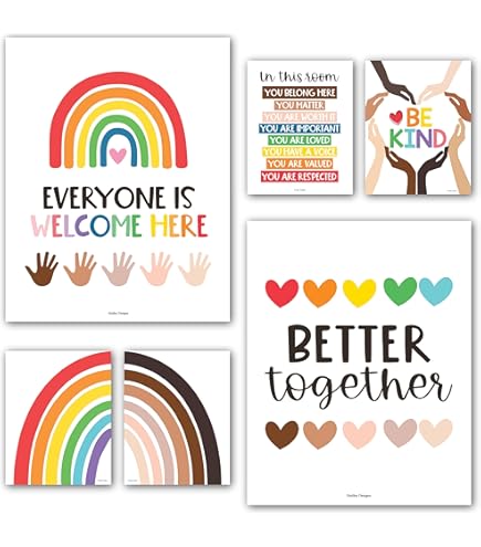 Jinniee Everyone Is Welcome Here Posters Colorful Diversity Poster School Office Classroom Sign Social Worker Classroom Decor In this Classroom School Poster Educational Wall Art 11''x17'' : Jinniee