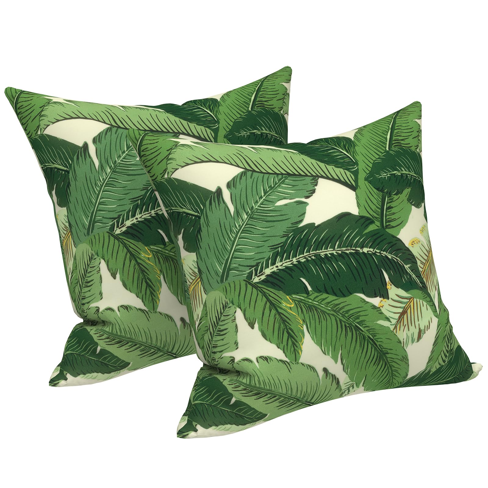 Photo 1 of LVTXIII Indoor Outdoor Pillow Covers, Covers ONLY Patio Accent Square Toss Pillow Cushion Case 18" x 18" Pack of 2 for Chair Sofa Couch Patio Furniture Decoration – Swaying Palms Green
