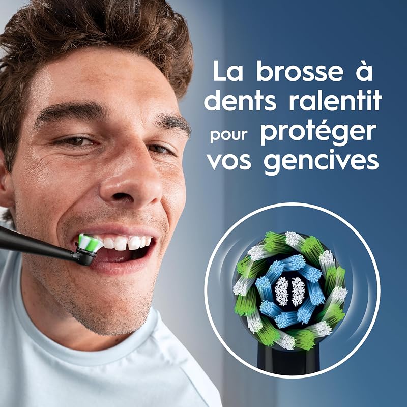 Brosse à Dents Electrique Pro 1 avec Brossette de Rechange, Noire