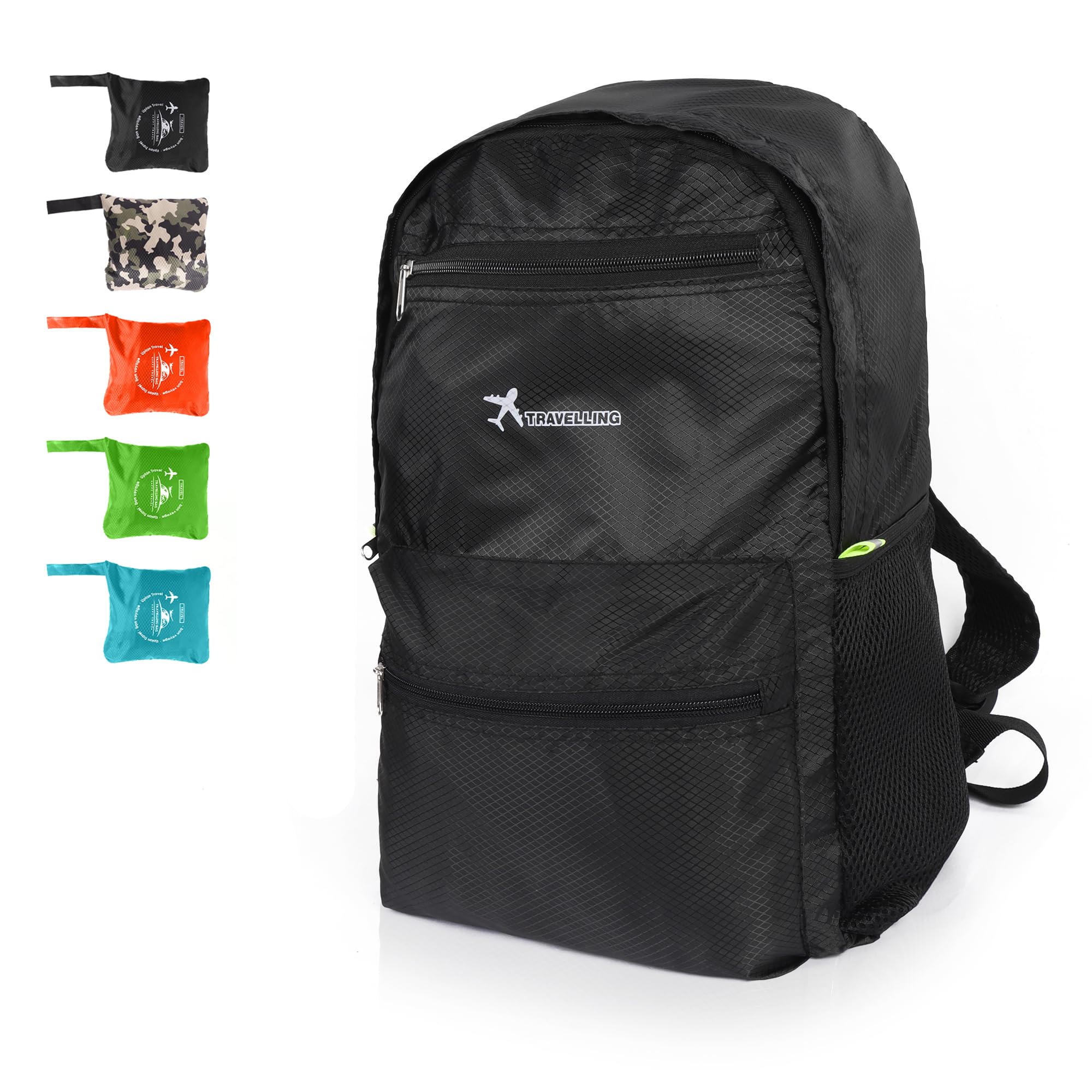 Moorle Foldable Backpack, Ultralight, Waterproof Daypack for Folding, Small Hiking Backpack for Men and Women, Lightweight Daypack, Hiking Foldable Hiking Backpack for Travel, Backpack 15 L, black, L