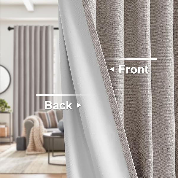 100% BLACKOUT CURTAINS 84 INCH LENGTH 2 PANEL THERMAL INSULATED BLACK OUT CURTAIN FOR LIVING ROOM BEDROOM WINDOW DRAPES CHENILLE THICK LINEN NEUTRAL RUSTIC FARMHOUSE, 52″ W X 84″ L,CLOUD(NOT SOLID)