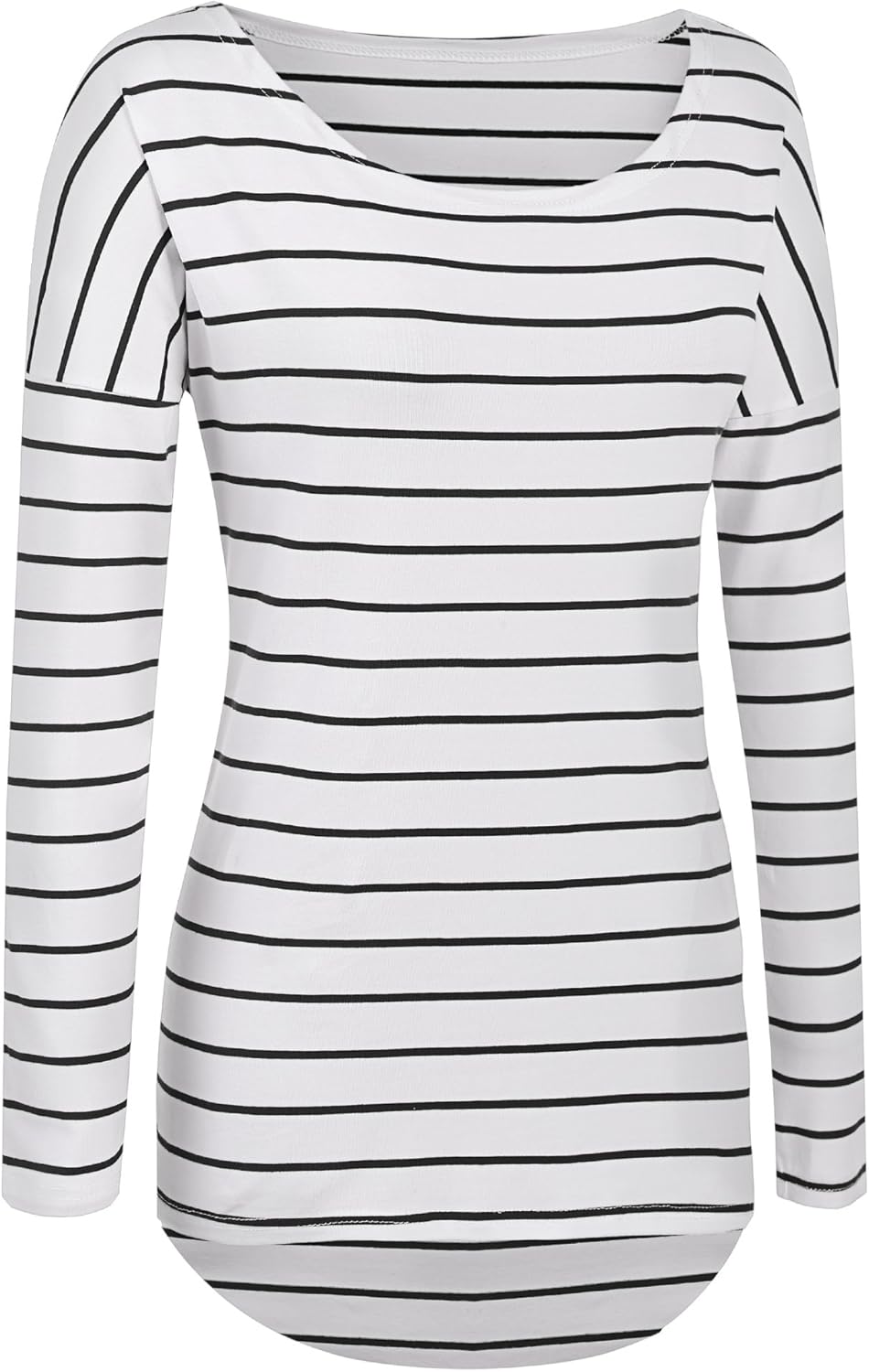 black and white striped tunic tops