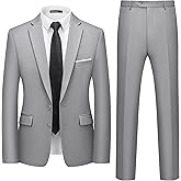 WULFUL Men's 2 Piece Suits Slim Fit Two Button Blazer Jacket Pants Set for Party,Wedding and Business