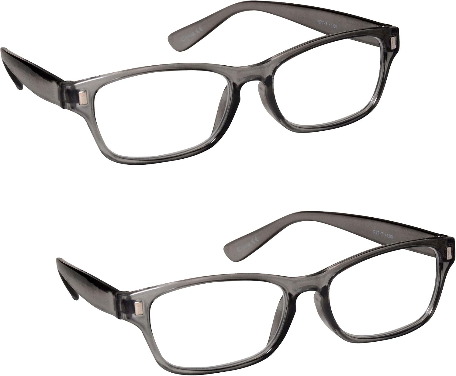 OPULIZE Reading Glasses Grey Readers Value 2 Pack Mens Womens RR77-7 +3.00, 2 Pack - Grey, +3 Magnification (Pack of 2)