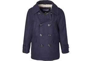 Sportoli Boy Classic Wool Blend Sherpa Winter Dress Pea Coat Peacoat Jacket