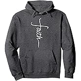Faith Cross Handwriting Tattoo Style Pullover Hoodie