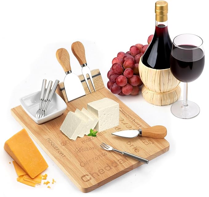 Cheese Board Set Set Includes 3 Piece Cheese Knife Set & 4 Small Cheese Serving