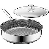 ZEROPAN Frying Pans Nonstick with Lid,Hybrid Nonstick 4-Quart Deep Sauté Pan, Stay-Cool Handle,PFAS PFOA PTFE Free,10 Inch Deep Frying Pan Dishwasher-Friendly, Oven-Safe, Compatible with All Cooktops