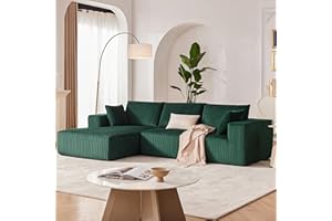 Huatean Home 108” Modular Sectional Sofa, Sponge Sectional Sofa Couch for Living Room, Modular L-Shape Sofa Couch with Chaise, Green