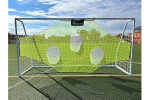 Vallerta® Match 12x6 Ft Steel Soccer Goal + Skill-Shot Professional Soccer Shooting Practice Target Net & Rebounder.