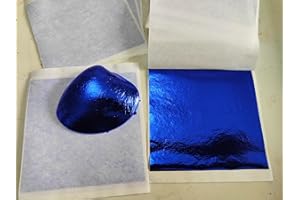 JINRUISI Gold Foil Leaf 7 Colors 100 or 700 Sheets Metal Leaf Foil for Arts Decoration,DIY Crafts,Paintings,Nails,Furniture Decoration,3.15 by 3.15 Inches Gold Leaf Sheets (Blue 100 Sheets)