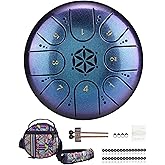Rayzm Titanium Steel Tongue Drum with a Carry Bag, 5 Inches (13cm) 8 Notes Diatonic Scale Handpan Tank Drum Kit, Portable C-Key Percussion Instrument.