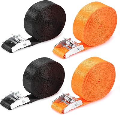 Yizerel Tie Down Straps 4 Pack 12 ft x 1 in Cam Buckle Heavy Duty