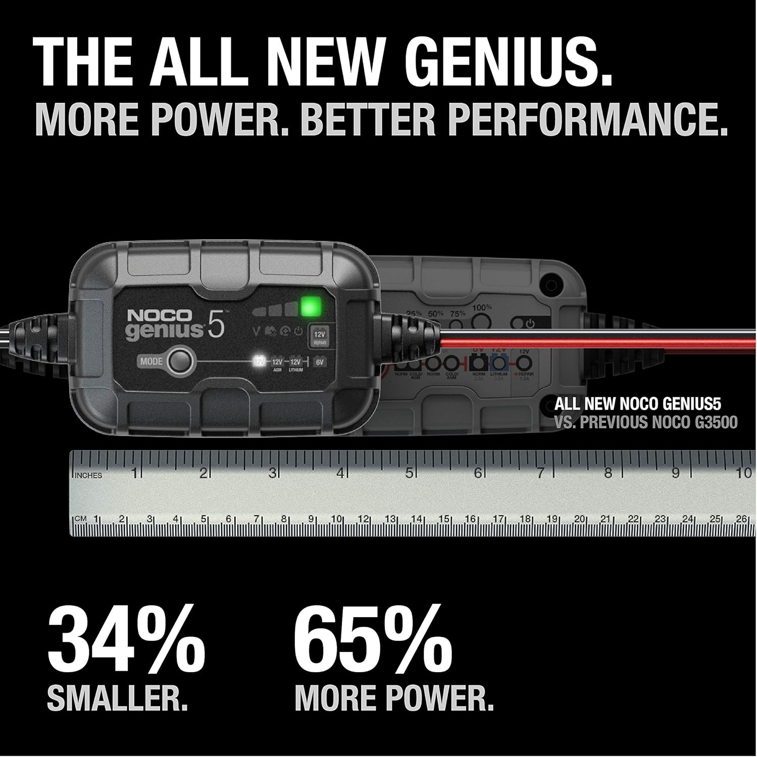 NOCO GENIUS5, 5-Amp Fully-Automatic Smart Charger, 6V And 12V Battery Charger, Battery Maintainer, And Battery Desulfator With Temperature Compensation: Automotive