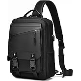 BASICPOWER Laptop Sling Bag for Men Women, Sling Backpack Crossbody Bag Fits 14 inch Computer with USB Port Anti-theft