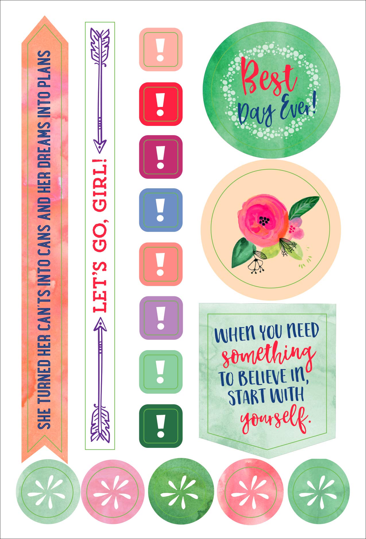 Essential 2019 Weekly Planner Stickers - She Believed She Could (Set of 160 Stickers)