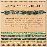 CATCHY & CRAFTY 5 Pcs Natural Stone Leaf Bracelet Crystal Glass Bead Bracelets for Women Healing Gemstone Stretch Handmade Yoga Bracelets Jewelry Gift