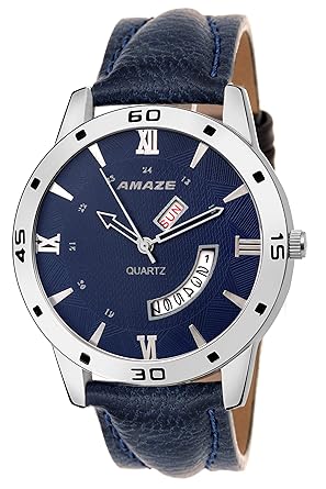 Analog Blue Dial Leather Strap Day & Date Men Watch-CT61