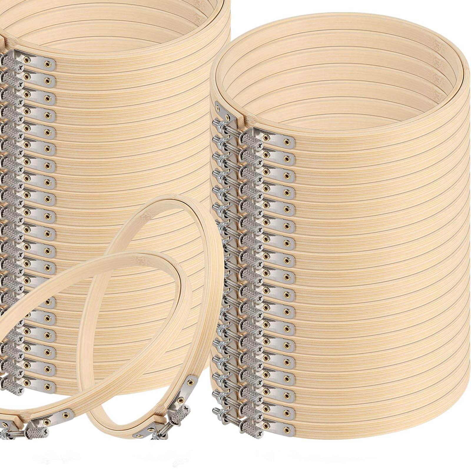 FUNSUEI 30 Pack 18cm Embroidery Hoops, 7 Inch Round Bamboo Embroidery Hoop, Cross Stitch Ring Hoop Frame, Sewing Circle Frames for DIY Craft Making and Handy Sewing