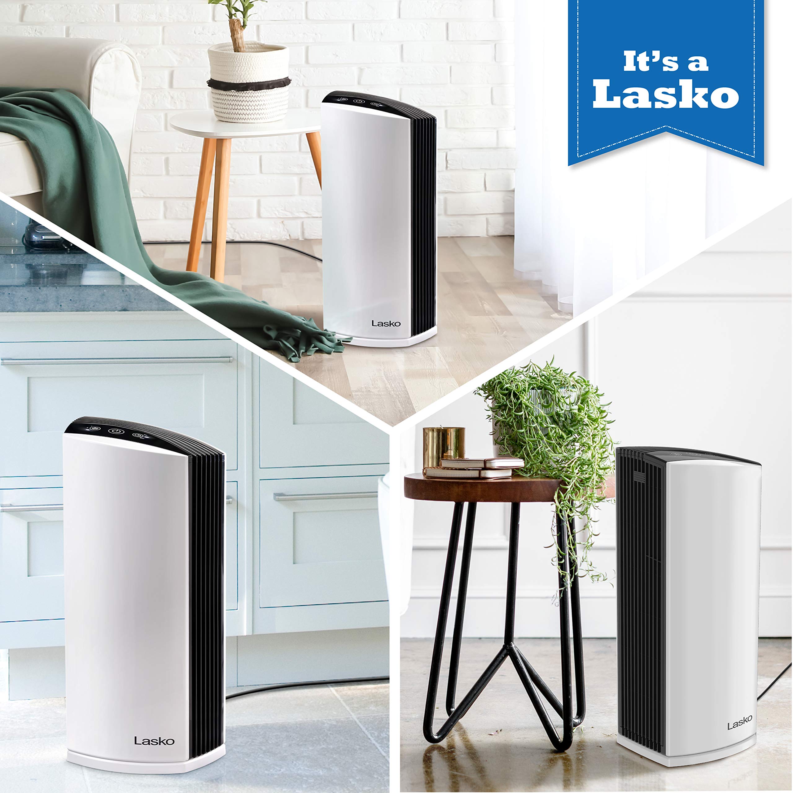 Lasko LP300 HEPA Tower Air Purifier with Timer for a Cleaner, Fresher Environment –2-Stage Filtration Removes Smoke, Odors, Pet Dander, Virus Sized Particles, Pollen, Dust, 21.6