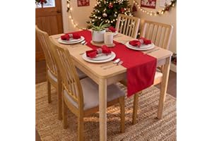Encasa XO Table Runner 13x72 in Long | Cotton Canvas Fabric | Deep Red Solid Color | for Dining Table Fall Decoration, Holiday & Christmas Festivals - Machine Washable