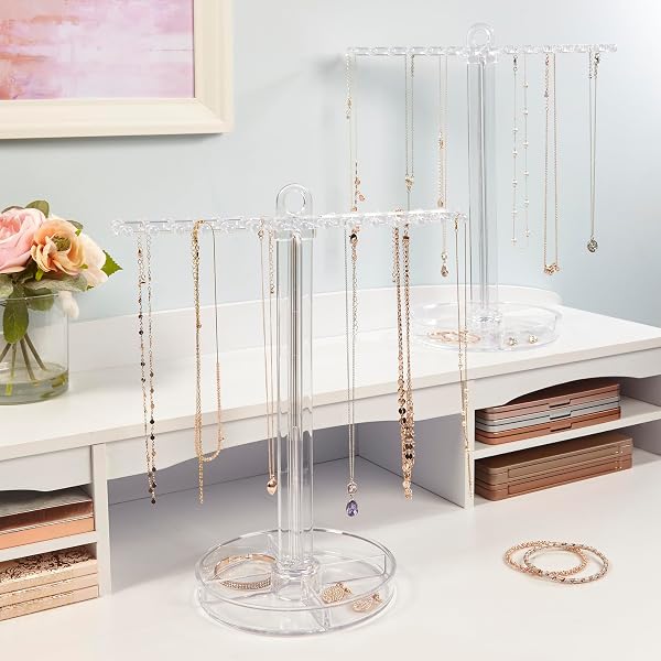 STORI HANGING JEWELRY ORGANIZER WITH DIVIDED TRAY, PREMIUM QUALITY JEWELRY STAND, MADE IN USA
