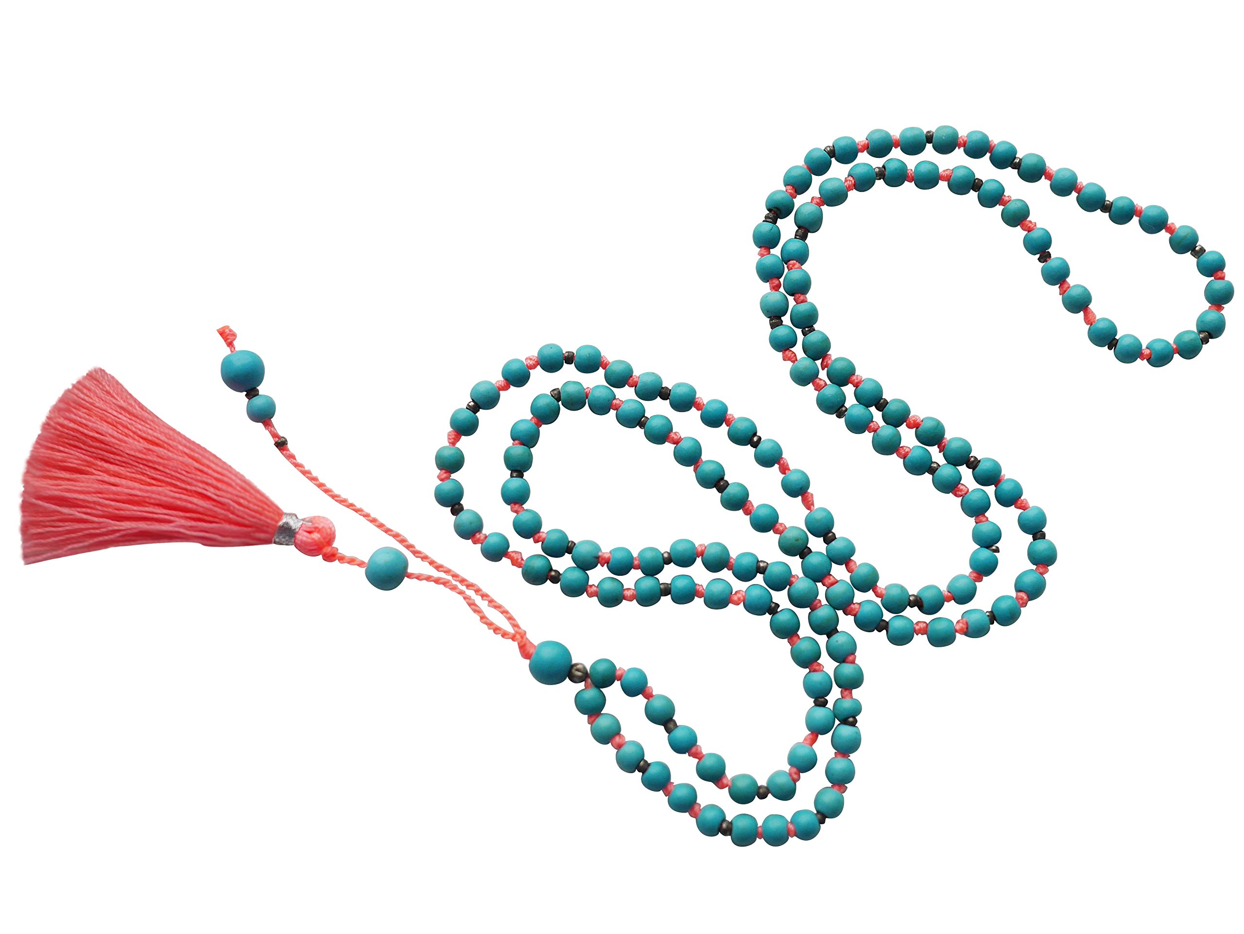 STAR BY QUEEN New Fashion Kallaite Stone Handmade Long Crystal Bead Chain Necklace with Tassel Pendant Sweater Neckalce