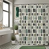 TSLOVER Sage Green Shower Curtain for Bathroom,Bohemian Green Checkered Waterproof Polyester Shower Curtain,Funny Sage Geometric Bathroom Decor,72x72 Inch