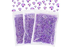 Duflash 25000 Pcs Purple AB Resin Flatback Rhinestone, 3 mm 4 mm 5 mm Jelly Resin Non Hotfix Rhinestones for Crafts DIY Design, Tumblers, Clothes, Makeup, Nail Art