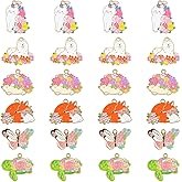 KitBeads 30Pcs 6 Styles Flower Animal Charms Enamel Floral Butterfly Charms Spring Rabbit Dog Cat Sea Turtle Charms for Jewelry Making Earrings Necklaces