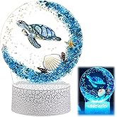 Baquler Ocean Sea Turtle Night Light LED Desk Lamp 16 Color Change Acrylic Sleep Night Light with Remote Beach Vintage Ocean Lamps for Home Bedroom Living Room Bathroom Decor