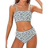 ADIFUN Girls Swimsuit Adjustable Shoulder Straps with Chest Pad Bikini with Cover Up Skirt 3 Piece Bathing Suit for Teen Girl