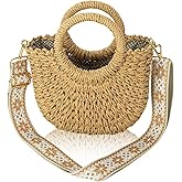 Gets Handwoven Rattan Bag for Women Cross Body Bohemian Straw Bag Vintage Weave Tote Summer Beach Carrying Shoulder Bag