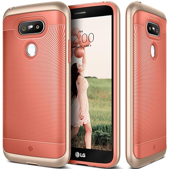 Caseology LG G5 Hülle, [Wavelength Serie] Schlanke Dopellagige Schutzhülle mit Textur Sicherer Griff [Rosa - Pink] für LG G5