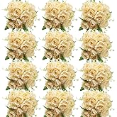 Nagobi 12 Bundles Fake Artificial Peonies Silk Flowers Fake Peony Bouquet Faux Peonies Flowers Bulk for Decoration Florals Arrangements Wedding Home Party Table (Champagne)