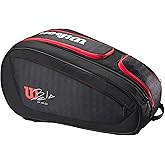 WILSON Bela Super Tour Padel Bag - Black/Red, Holds up to 4 Paddles