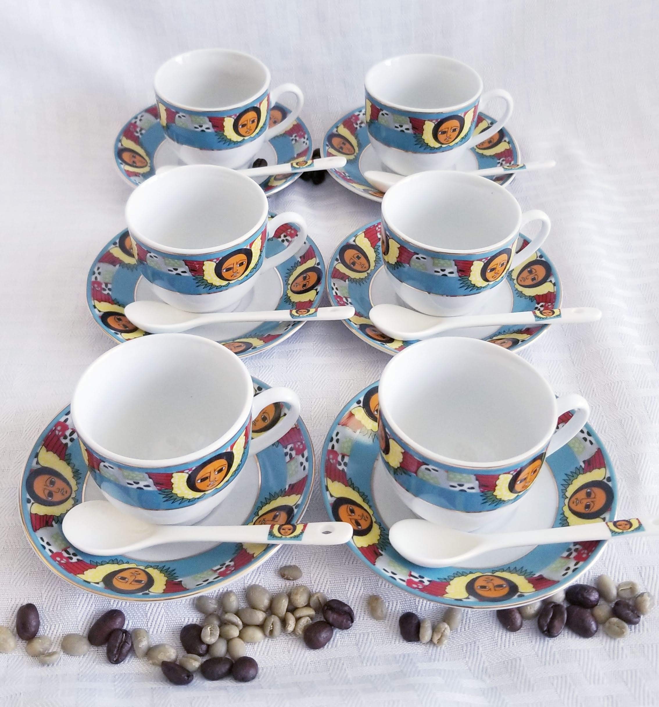 Ethiopian Eritrean Coffee Cups Angel Edition Full Set 23 Pcs
