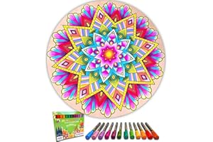 Life of Colour Mandala Painting Kit - Color Your Own Beach Engraved Board with 12 Acrylic Paint Pens - Restorative Mandala Art Meets Dramatic Wall Décor, Big 15+ Inch Size
