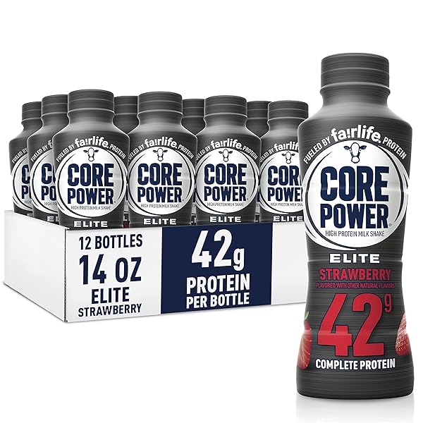 CORE POWER ELITE HIGH PROTEIN SHAKE, STRAWBERRY, 42G BOTTLE, 14OZ, 12 PACK