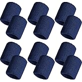 Bememo 12 Pack Wristbands Sweatband for Women Men, Neon Colored Sport Wrist Bands, Tennis Football Basketball Sweatbands, Moisture Wicking Arm Bands for Working Out