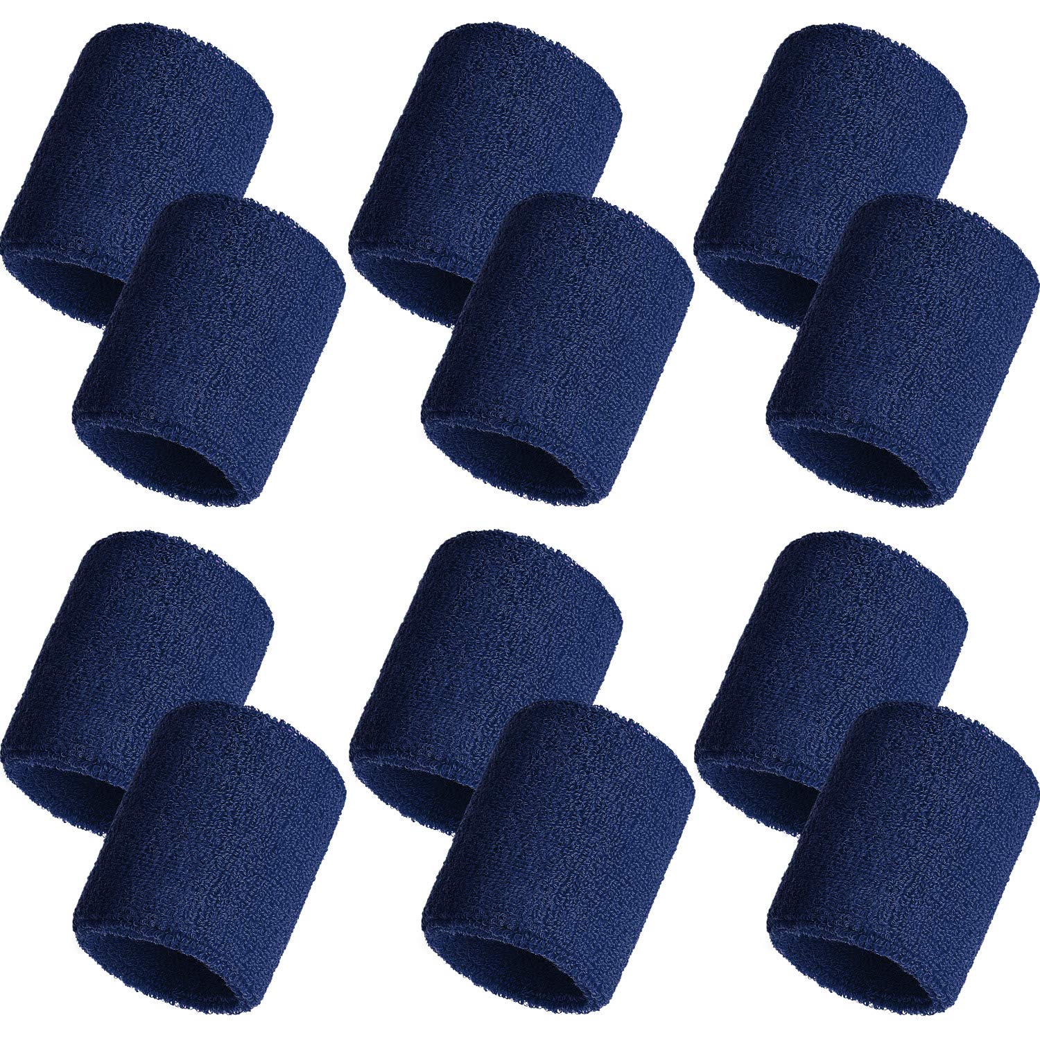 Bememo - Pack of 12 Unisex Breathable Sweatbands for Tennis Training Football Basketball Sports 8cm Navy Blue