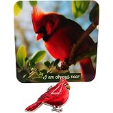 Westmon Works Cardinal Lapel Pin Metal Brooch with 'I Am Always Near' Card Gift Set