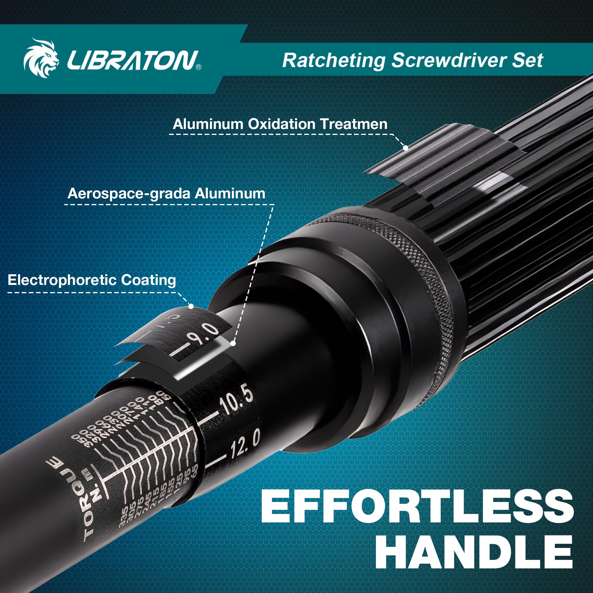 LIBRATON Drehmomentschlüssel 1/2 Zoll, 50–350NM, Drehmomentschlüssel Auto ±3% Genauigkeit, Gelenkgriff 1/2 Zoll, 72-Zahn-Dual-Direction Verstellbarer Drehmoment für Auto, Motorrad Reparatur 3