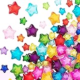 YALOJE 60PCS Acrylic Star Beads, 2 Sizes Colorful Star Shape Charming Beads, Glossy Loose Spacer Star Beads Bead Bulk for Jewelry Making, DIY Crafts, Hair