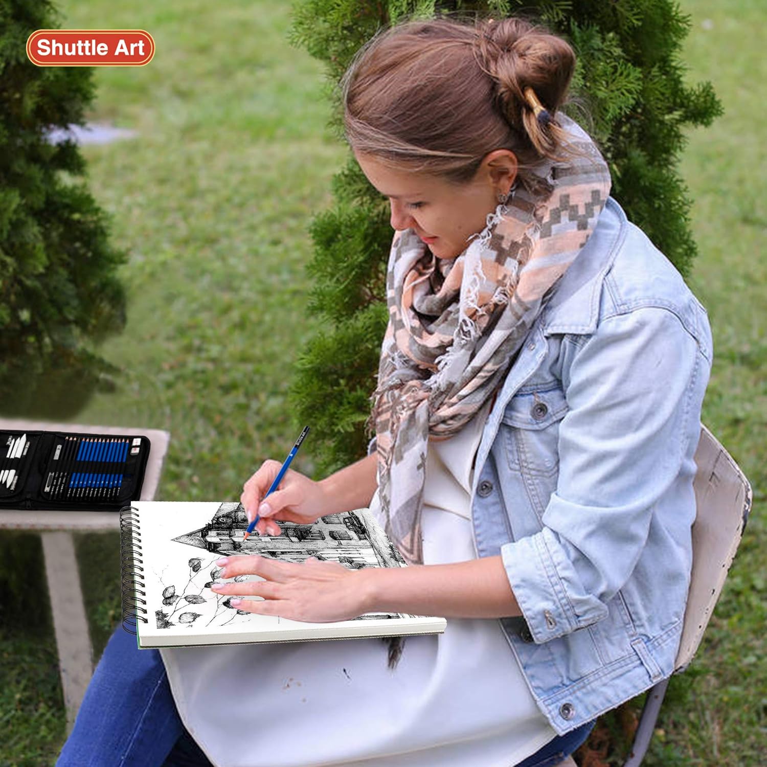 Artists Sketch Books, 9 x 12 Shuttle Art 160 Sheets of Sketch Paper pad Ideal for Drawing and School Supplies (2 Pack): Arts, Crafts & Sewing