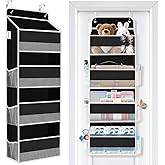 WISELIFE Over The Door Organizer Storage 4 Shelves Large Capacity Hanging Bedroom Storage Solution with 6 Side Pockets for Dorm Bathroom Pantry Nursery and Baby Essentials Holds up to 40 Lbs (Black)