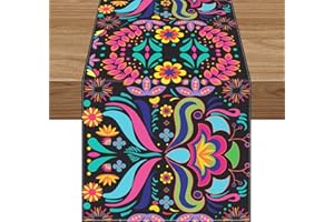 LEMICIN Day of The Dead Table Runner 13 "x72 Dia De Los Muertos Floral Fiesta Mexico Cinco de Mayo Table Runner Cinco De Mayo Family Party Table Decoration Day of The Dead