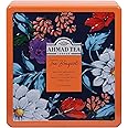 Ahmad Tea Floral Tea Tin Gift, Orange Caddy, 32 Tea Bags, Our Most Popular Teas, Black and Green Tea Assortment