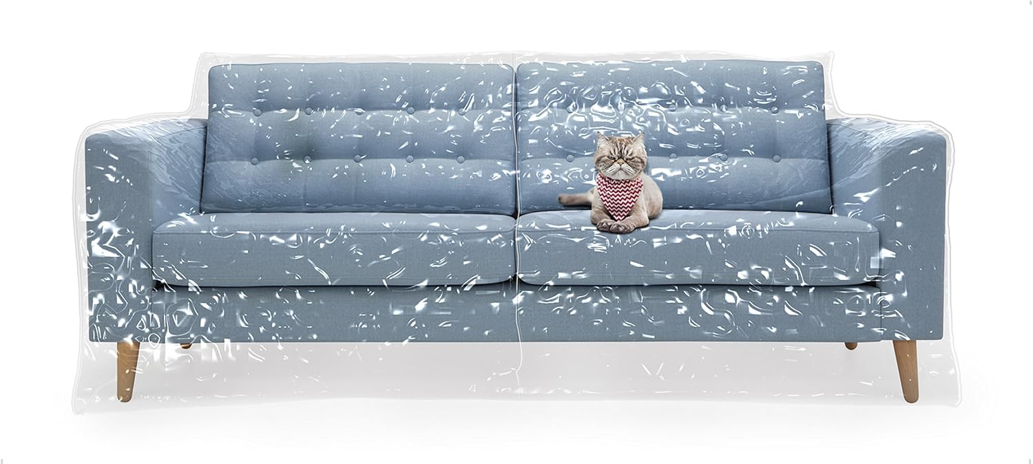 Plastic Couch Cover Pets | Cat Scratching Protector Clawing Deterrent | Heavy Duty Water Resistant Thick Clear Vinyl | Sofa Slipover Moving Long Term Storage: Home & Kitchen